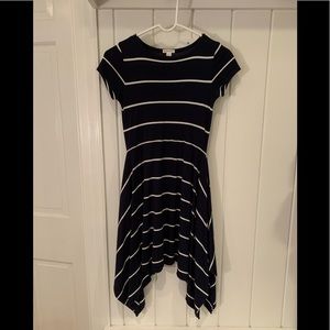 Crewcuts girls navy blue and cream striped dress